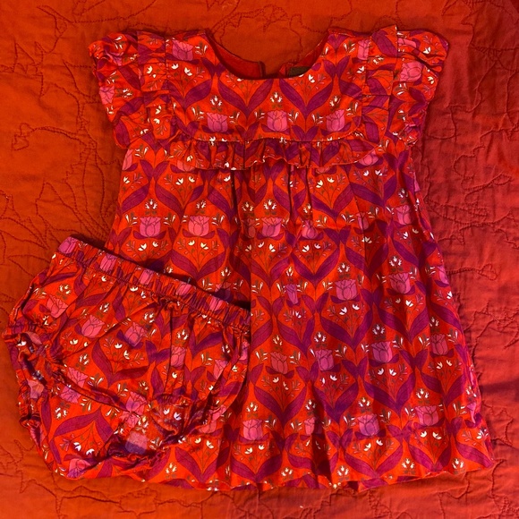 Tea Collection Girls Dress and Bloomers 12-18mo. - Picture 1 of 2